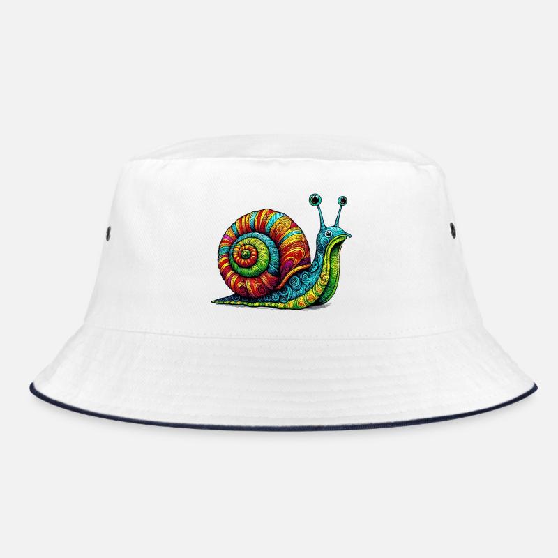 Schnecke - Bucket Hat - Weiß/Navy