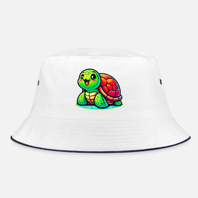 Schildkröte - Bucket Hat - Weiß/Navy