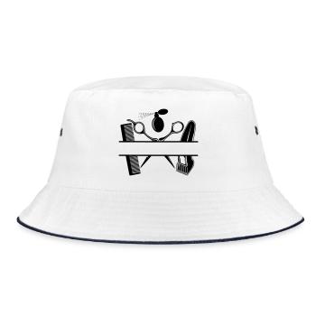 hairdressers attributes text banner - Bucket Hat - white/navy - Front
