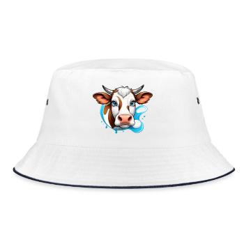 Alpine Cow Charm - Bucket Hat - white/navy - Front