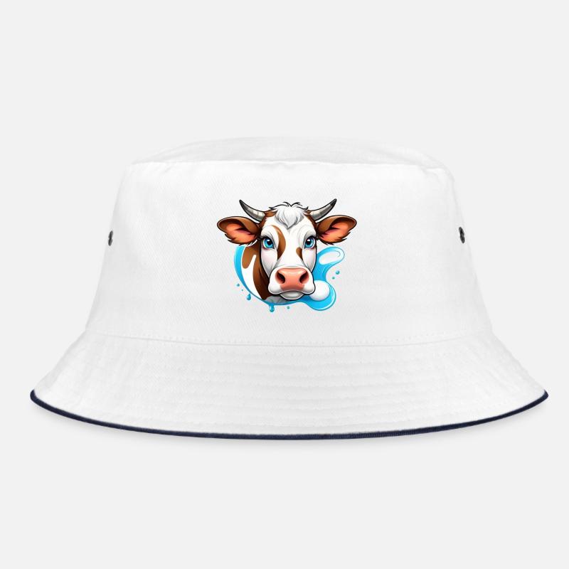 Alpine Cow Charm - Bucket Hat - Weiß/Navy