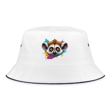 Lemur Gaze - Bucket Hat - white/navy - Front