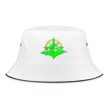 Compass With Mountain Silhouette - Bucket Hat - white/navy - Front