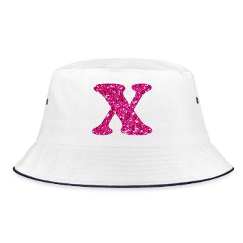 Glitter Pink x Letter x - Bucket Hat - white/navy - Front