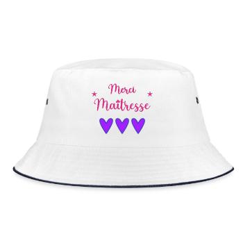 GELIEBTE. VIELEN DANK. DANKE HERRIN - Bucket Hat - Weiß/Navy - Vorne
