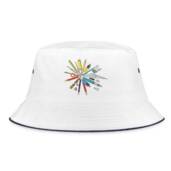 I like school supplies - Bucket Hat - white/navy - Front