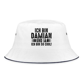 First name Damian - Bucket Hat - white/navy - Front