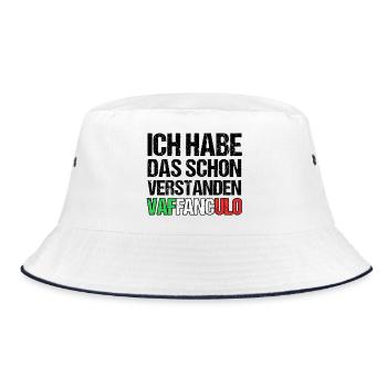 Italien Italiener Vaffanculo - Bucket Hat - Weiß/Navy - Vorne