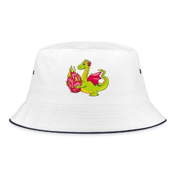 Funny cartoonish dragon with a pitaya fruit - Bucket Hat - white/navy - Front