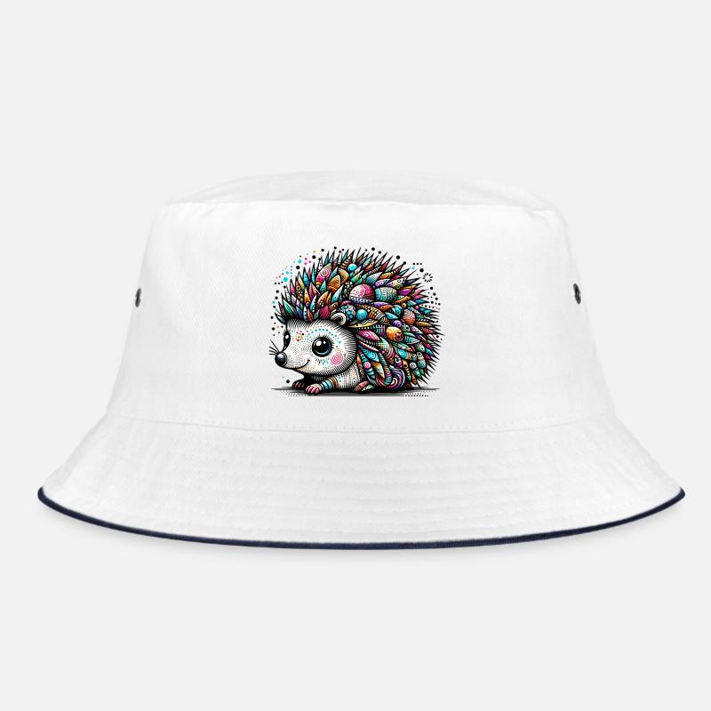 Igel - Bucket Hat - Weiß/Navy