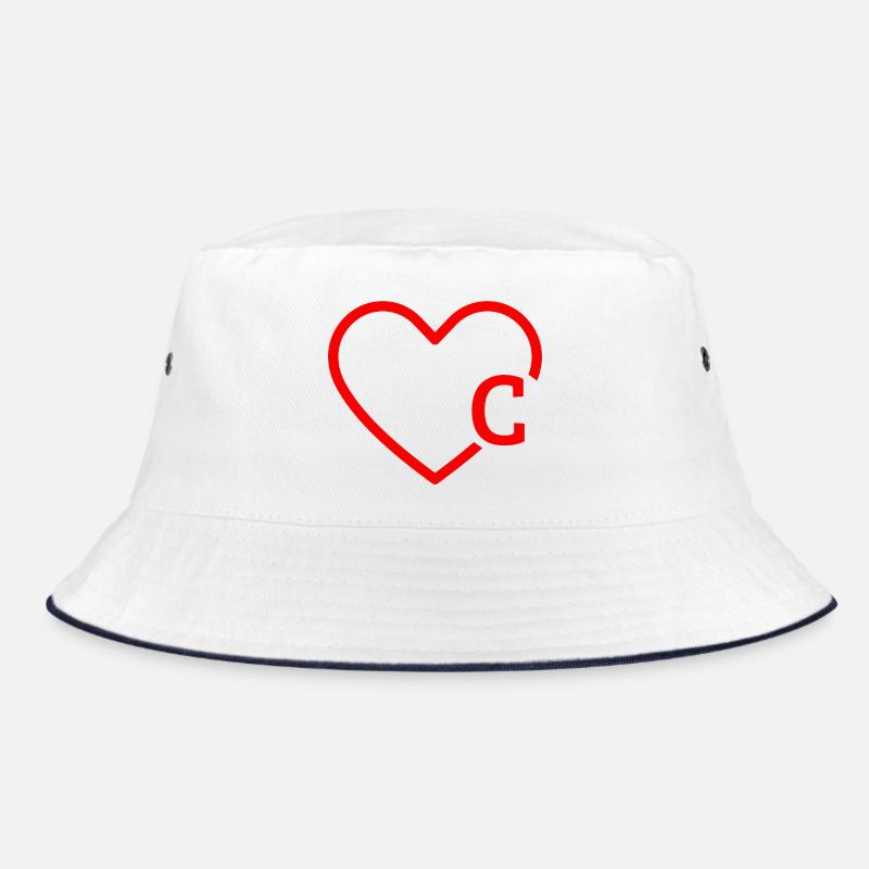 letter c red heart Bucket Hat