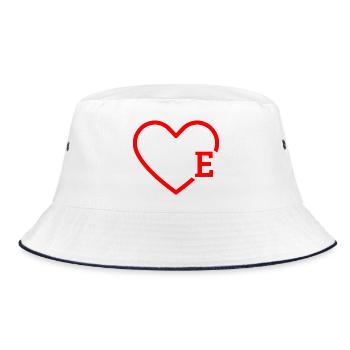 letter e red heart - Bucket Hat - white/navy - Front