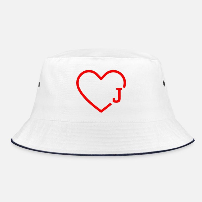 Buchstabe J Rotes Herz Bucket Hat