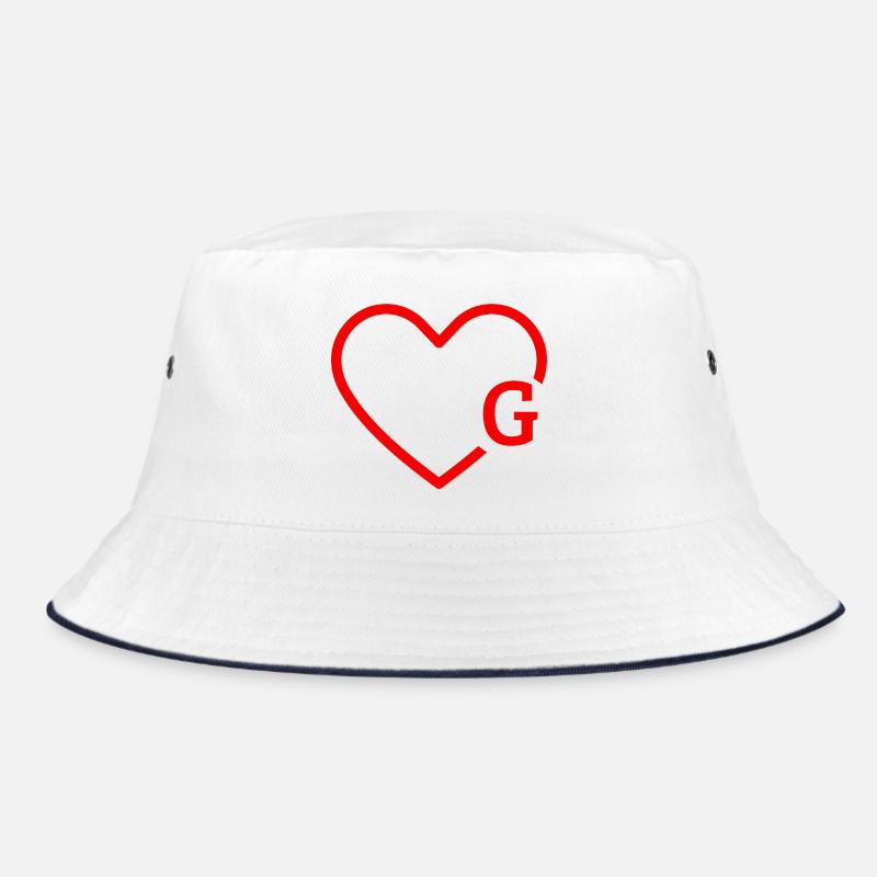 letter g red heart Bucket Hat
