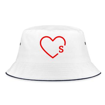 Letter S Red Heart - Bucket Hat - white/navy - Front