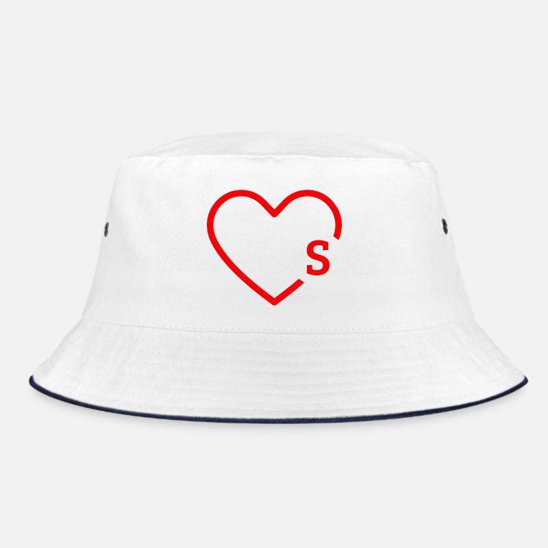 Letter S Red Heart Bucket Hat