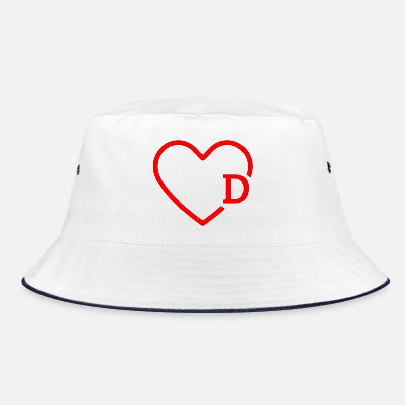 Buchstabe D Rotes Herz Bucket Hat