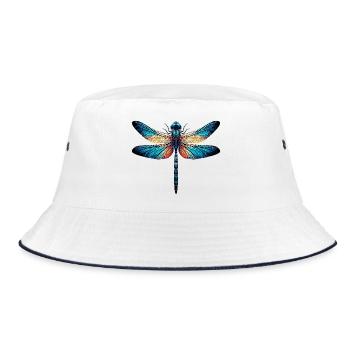 Libelle - Bucket Hat - Weiß/Navy - Vorne