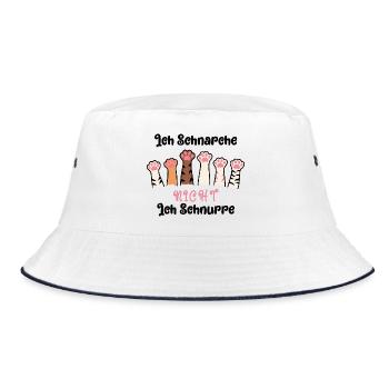Lustiger Spruch Ich Schnarche nicht, ich schnurre - Bucket Hat - Weiß/Navy - Vorne