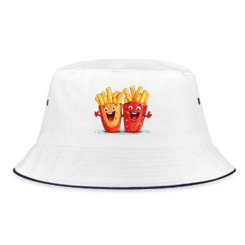 french fries love frieze lover frits face - Bucket Hat - white/navy - Front