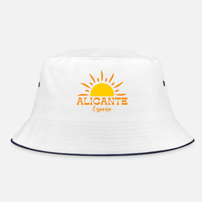 Lebendiger Sunburst Alicante Spanien Design - Bucket Hat - Weiß/Navy