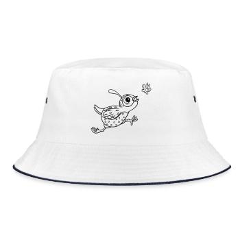 Coloring page bird with butterfly - Bucket Hat - white/navy - Front