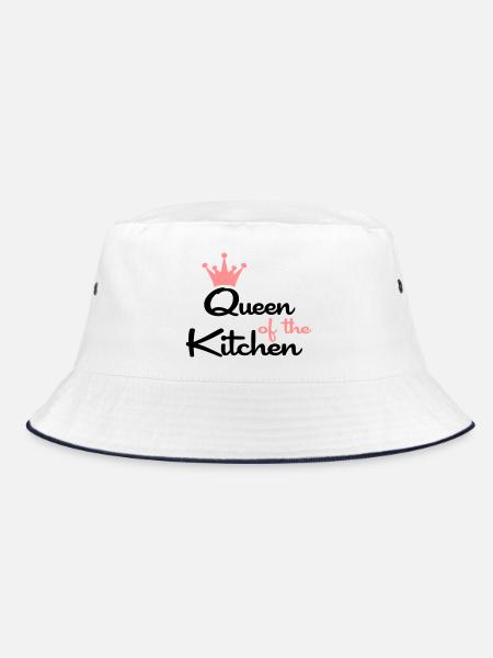 T-Shirts für Frauen die gern kochen - Bucket Hat - Weiß/Navy - Vorne