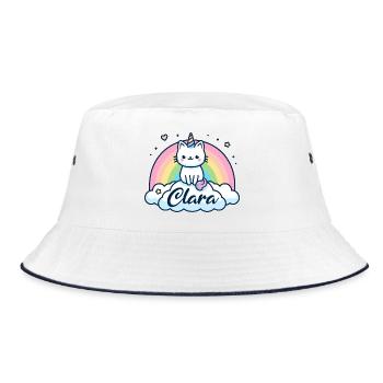 Clara Nom Prénom Licorne Chat - Bob - blanc/marine - Devant