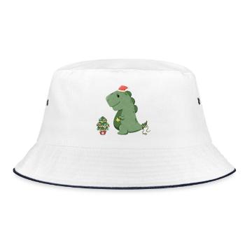 Süßer Dino schmückt seinen Weihnachtsbaum - Bucket Hat - Weiß/Navy - Vorne