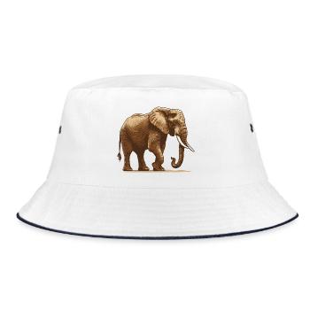Elefant - Bucket Hat - Weiß/Navy - Vorne