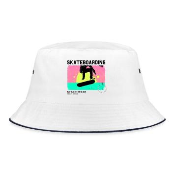 Skateboarding Skate Skater Skateboard Sk8 Vintage - Bucket Hat - Weiß/Navy - Vorne