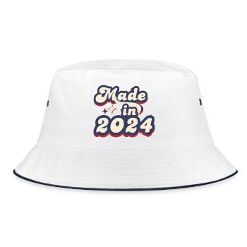 Hergestellt im Jahr 2024 Retro - Bucket Hat - Weiß/Navy - Vorne