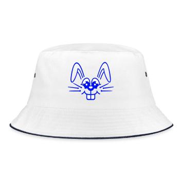 Bunny Rabbit Bunny Cartoon Small Animal Cute - Bucket Hat - white/navy - Front