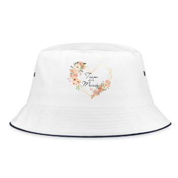 Brautteam Goldenes Herz Blumen - Bucket Hat - Weiß/Navy - Vorne