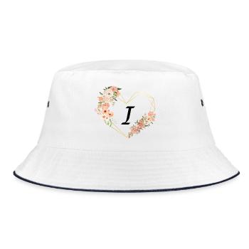 Lettre i cœur doré floral - Bob - blanc/marine - Devant