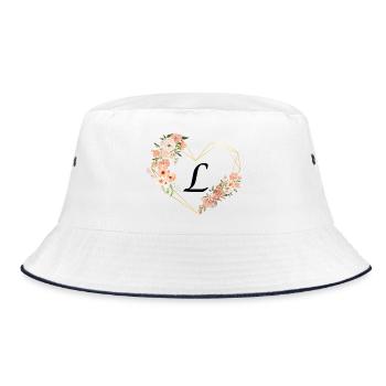 Lettre l cœur doré floral - Bob - blanc/marine - Devant