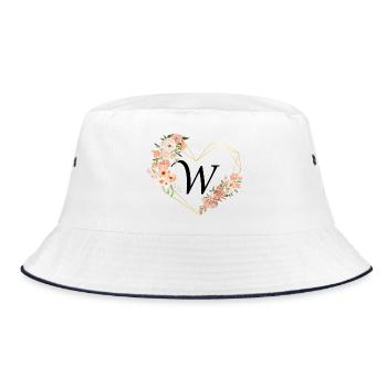 Lettre w cœur doré floral - Bob - blanc/marine - Devant