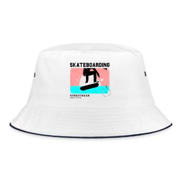 Skateboarding Skate Skater Skateboard Sk8 Vintage - Bucket Hat - Weiß/Navy - Vorne