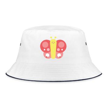 Tender and stylized butterfly - Bucket Hat - white/navy - Front
