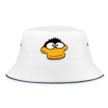 Duck looks funny goofy anxious confused comic - Bucket Hat - white/navy - Front
