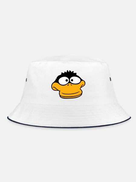 Duck looks funny goofy anxious confused comic - Bucket Hat - white/navy - Front