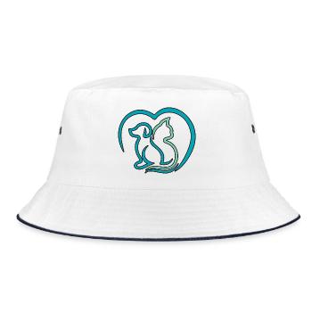 Blue cat and dog. - Bucket Hat - white/navy - Front