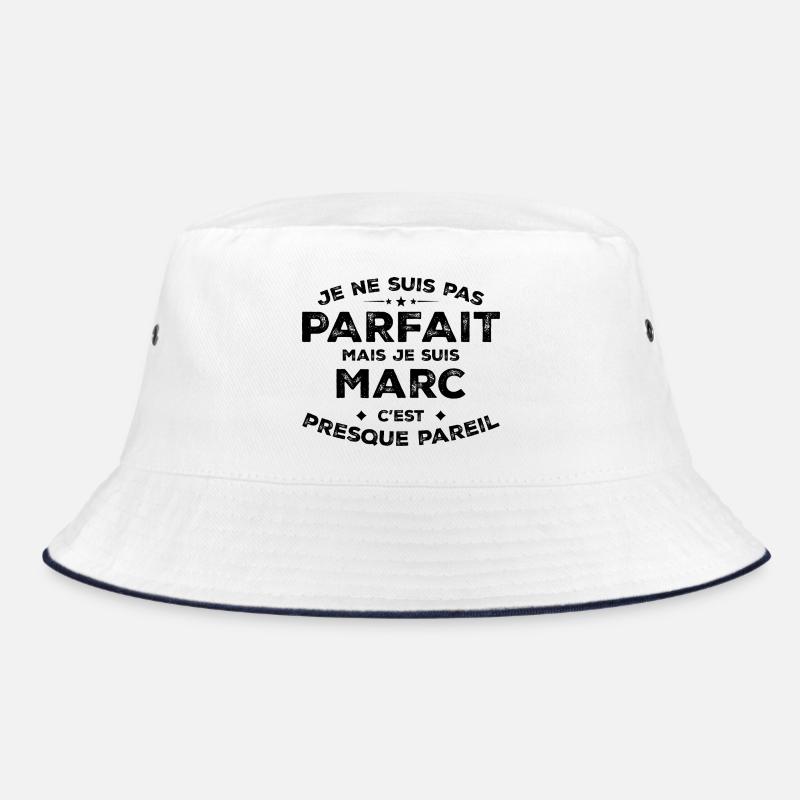 Marc Ein Vorname, eine Haltung Humor Marc - Bucket Hat - Weiß/Navy