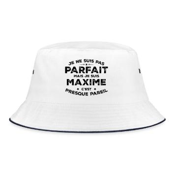 Maxime A name, an attitude Humor Maxime - Bucket Hat - white/navy - Front