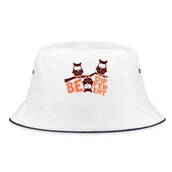 3 Owls Be Different Saying Crazy Funny Branch - Bucket Hat - white/navy - Front