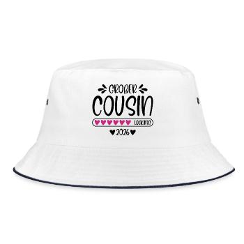 Großer Cousin 2026 - Bucket Hat - Weiß/Navy - Vorne