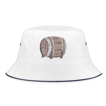 Rustikales Bierfass mit Zapfhahn – Party-Motiv - Bucket Hat - Weiß/Navy - Vorne