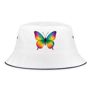 Watercolor Butterfly – Farbenfroher Schmetterling - Bucket Hat - Weiß/Navy - Vorne