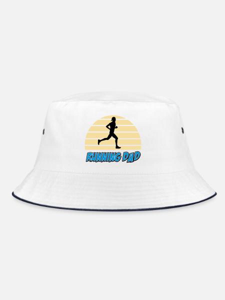 Laufender Vater - Bucket Hat - Weiß/Navy - Vorne