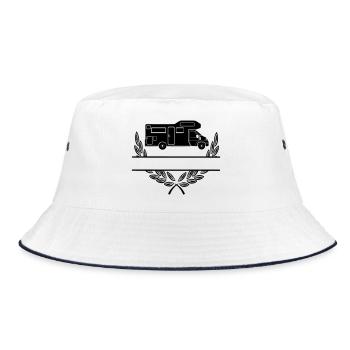 Camper in wreath and namespace - Bucket Hat - white/navy - Front